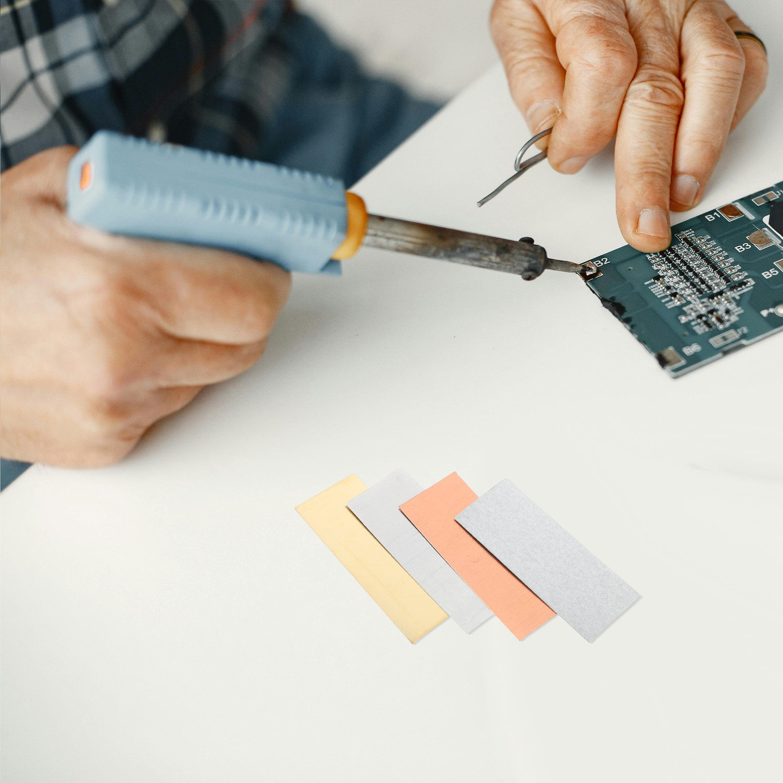 Science Project Homemade - 12 Stück Zink-Eisen-Kupferplatten für Selbstgemachte Batterieprojekte,