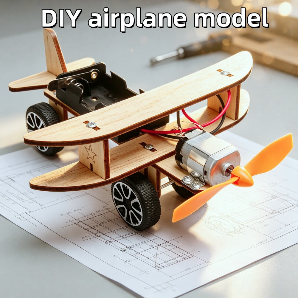 Science Hobby Kit - DIY Zusammengebautes Elektrisches Segelflugzeug Holzmodell Wissenschafts-Experimentier-Set