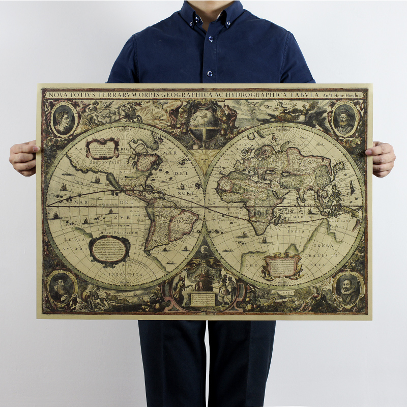 Star Map Poster - 1641 alte nautische Diagramm-Weltkarte Erdkarte 72,5