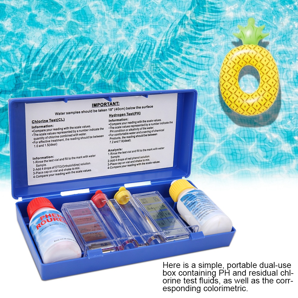 Water Testing Kit - PH-Chlor-Wasserqualitätstestkit Schwimmbad-Tester Wassertestbox