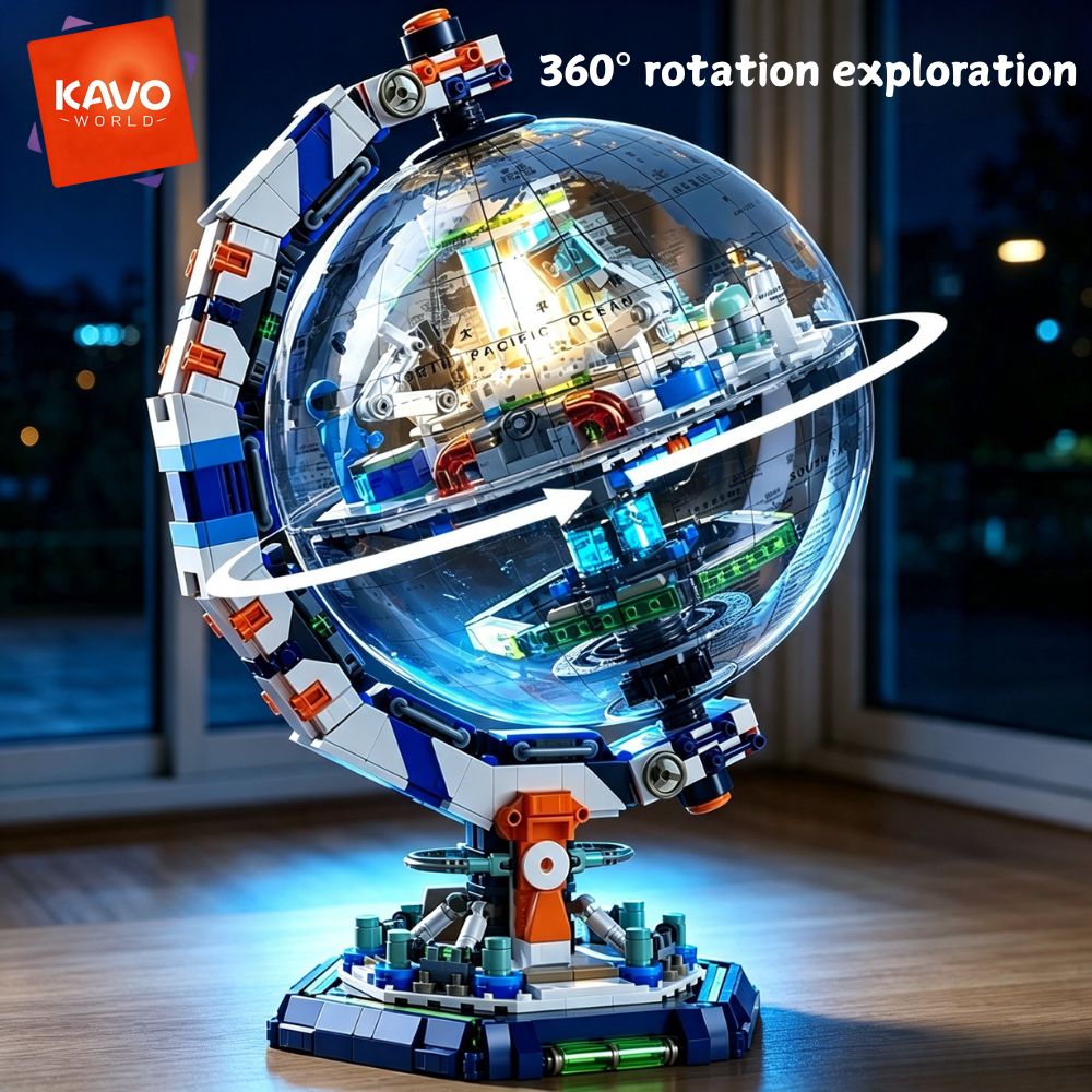 Science Hobby Kit - KAVOWORLD 1793-teiliges Raumstation-Bausteinset mit LED-Beleuchtung, Erdkugel-Modell,