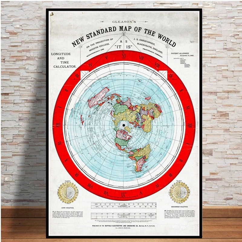 Star Map Poster - Poster und Drucke 1892, flache Erdkarte,