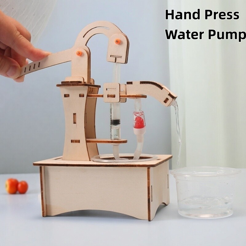 Science Diy Model - Hölzernes DIY-Handpumpenbrunnen-Modell STEM Lehrreiches Wissenschaftsexperiment Bausatz