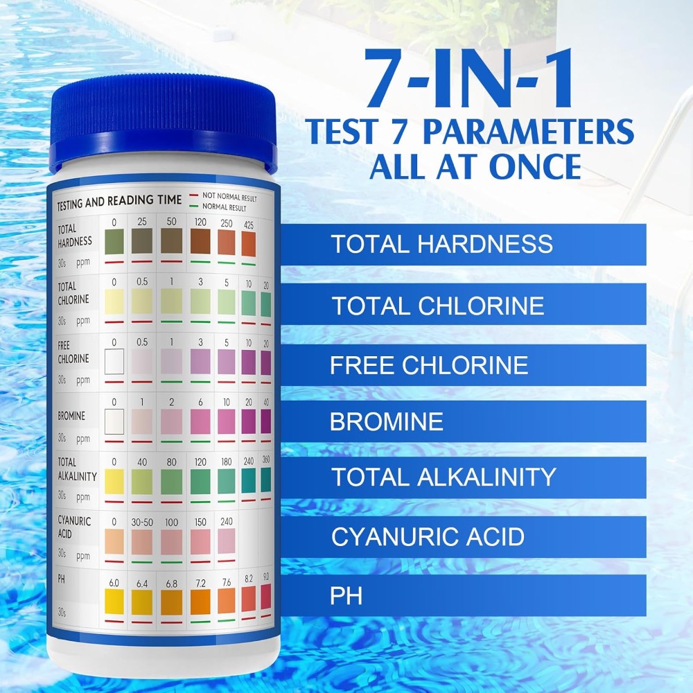 7-in-1 Pool-Teststreifen 150 S – Water Testing Kit Bewertung und Preis